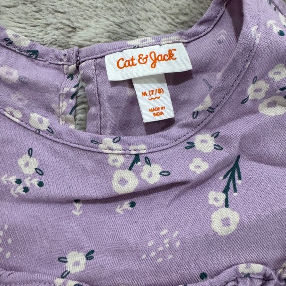 Cat & Jack Girls Purple Floral Tiered Dress (Size M 7/8) - Picture 2 of 3